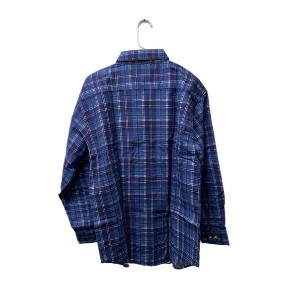 Basic Editions Blue Plaid Button Down Shirt, Large, New - Picture 4 of 6